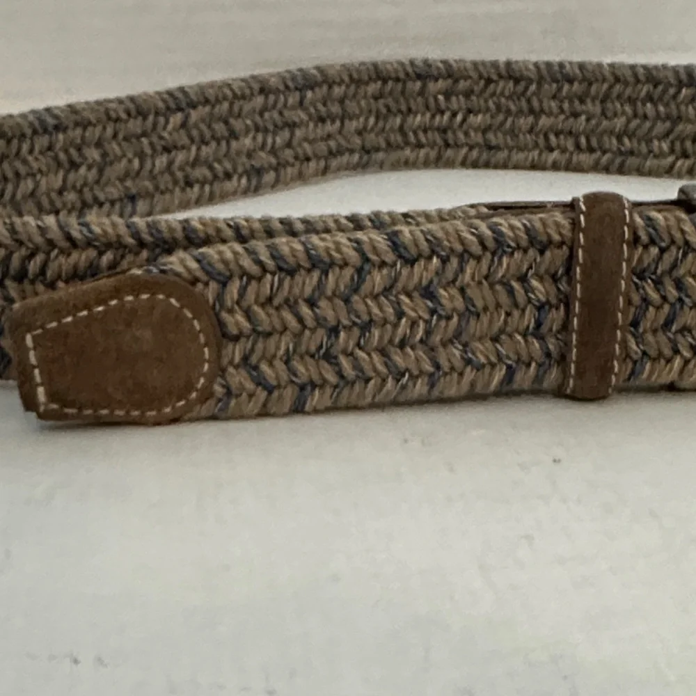 Sheridan Co. woven Italian belt 36 taupe/blue